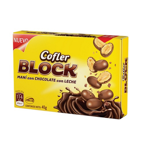 Cofler Block Maní con Chocolate Milk Chocolate Covered Peanuts, 40 g / 1.41 oz (pack of 3)
