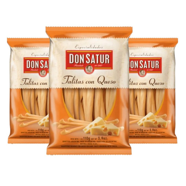 Don Satur Talitas Queso Cheese Flavored Long Crackers, 110 g / 3.9 oz (pack of 3)