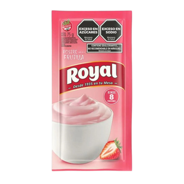 Royal Frutilla Strawberry Ready to Make Dessert, 8 servings per pouch, 75 g / 2.64 oz pouch