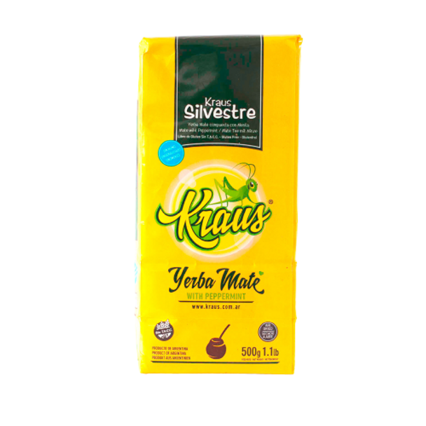 Kraus Yerba Mate Silvestre - Sustainable Agriculture with Peppermint (500 g / 1.1 lb)