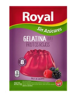 Royal Red Berries Ready to Make Light Jelly Gelatina Frutos Rojos Sin Azúcares Jell-O, 8 servings per pouch 25 g / 0.88 oz pouch