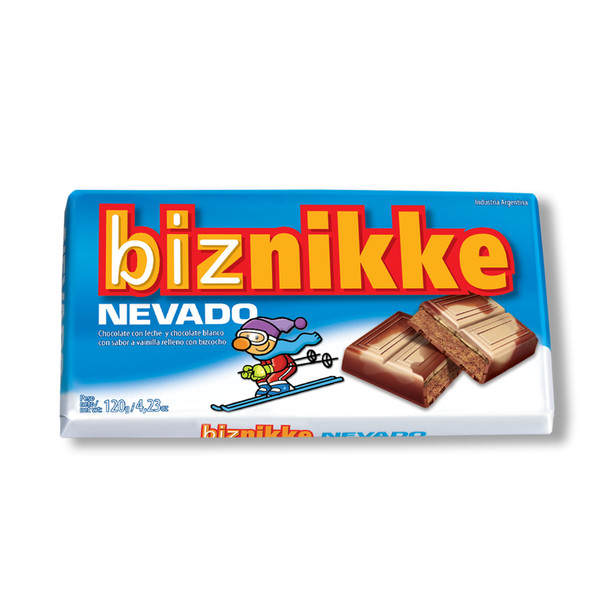 Biznikke Chocolate Nevado Mixed Milk Chocolate & White Chocolate Filled With Biscuit, 120 g / 4.23 oz (pack of 2)