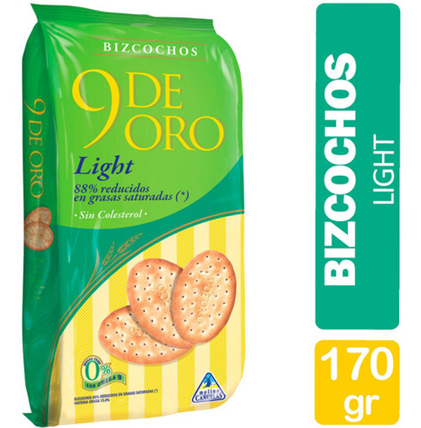 9 de Oro Light Biscuits Traditional Bizcochos No Cholesterol, 170 g / 5.99 oz (pack of 3)