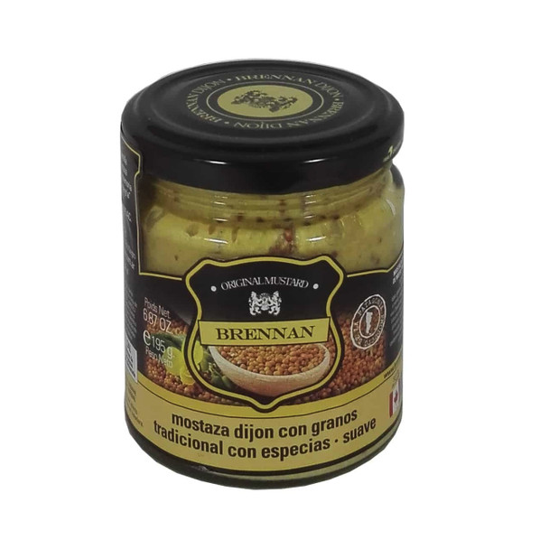 Original Mustard Brennan Dijon Mostaza Suave Soft Premium Mustard with Spices & Mustard Seeds - Premium Sauce, 195 g / 6.87 oz