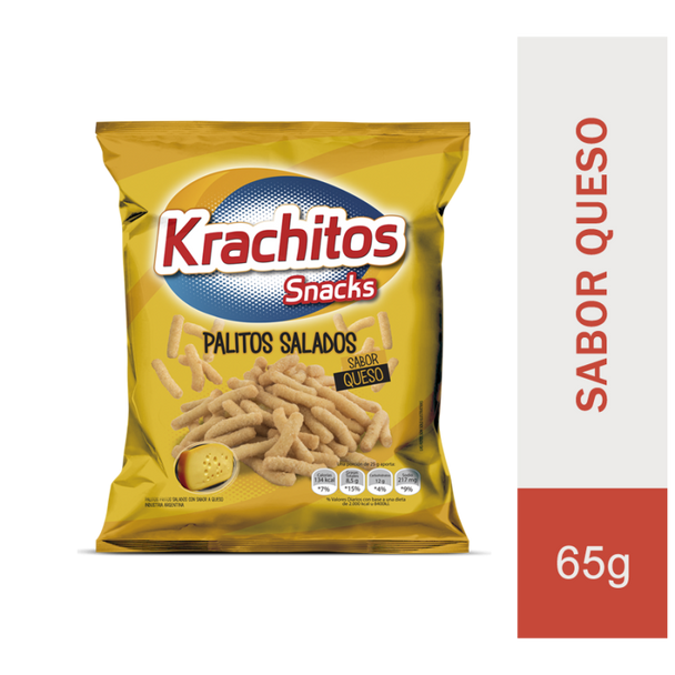 Krachitos Palitos Salados Queso Cheese Flavored Snack, 65 g / 2.3 oz 