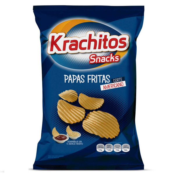 Krachitos Papas Fritas Corte Americano Potatoes Chips American Style, 60 g / 2.11 oz
