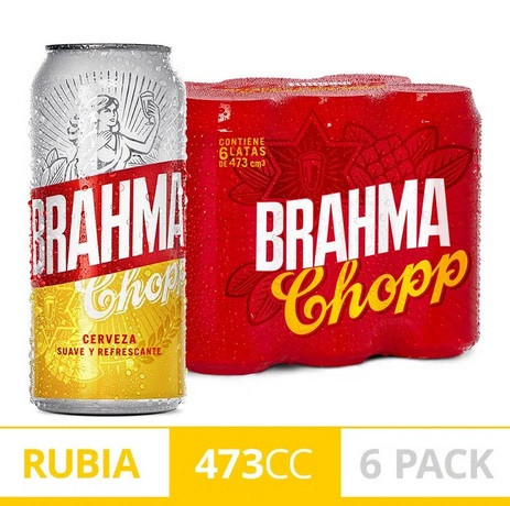 Brahma Cerveza Rubia Clásica Classic Argentinian Canned Beer - ABV 4.9%,  473 ml / 15.9 fl oz (pack of 6) 