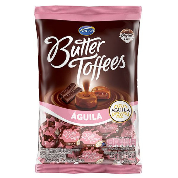 Butter Toffees Soft Buttery Caramel Candies with Águila Chocolate Filling Party Bag, 822 g / 1.8 lb bag