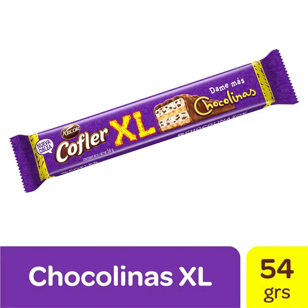 Cofler XL Chocolinas Barras Dulces Rellenas Milk Chocolate Covered Wafers Filled with Chocolinas Cookies & Dulce de Leche, 54 g / 1.9 oz (pack of 3 bars)