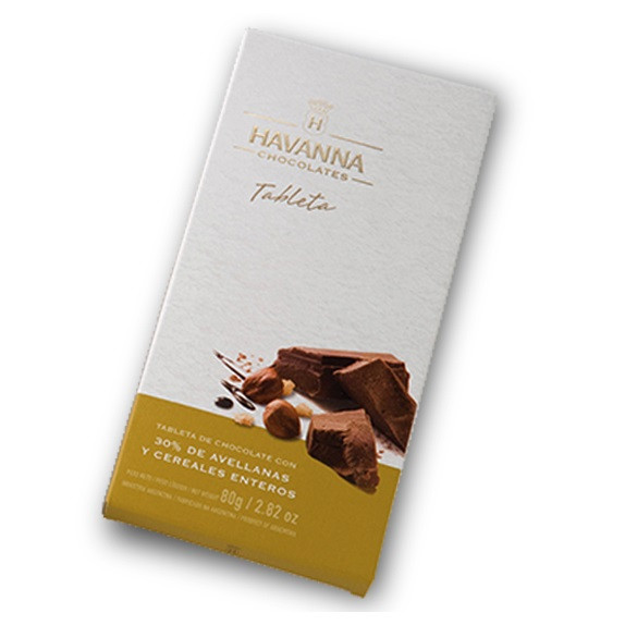 Havanna Chocolates Tableta Milk Chocolate Bar with Cereals & Hazelnuts, 80 g / 2.82 oz