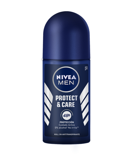 Nivea Men Roll On Antiperspirant & Deodorant Protect & Care 48 Hour Protection -  Alcohol Free, 50 ml / 1.69 oz 