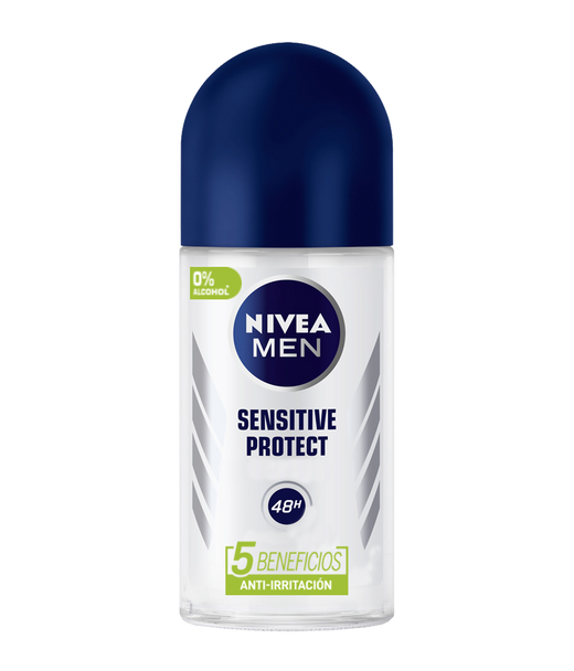 Nivea Men Roll On Deodorant Sensitive Protect 48 Hour Protection -  Alcohol Free Prevents Skin Irritation , 50 ml / 1.69 oz  ea (pack of 3)