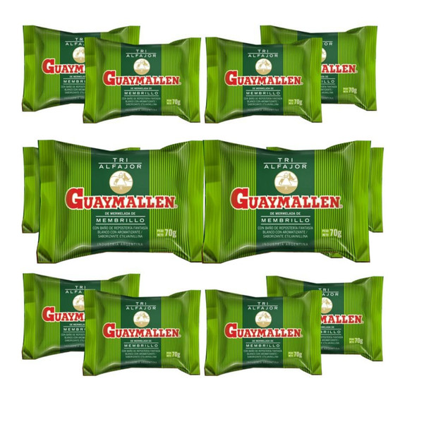 Guaymallen Triple White Chocolate Alfajor with Membrillo Fruta Quince Jelly, 70 g / 2.5 oz (pack of 12)