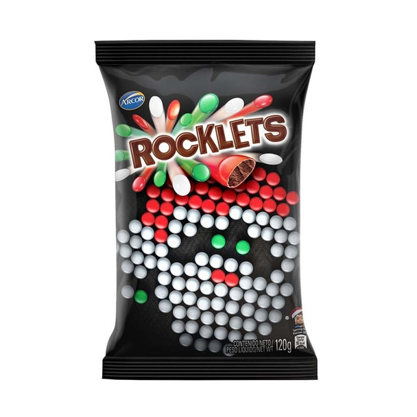 Mini Rocklets Confites Chocolate Confitado Candied Chocolate Sprinkles Christmas Colors, 120 g / 4.23 oz 