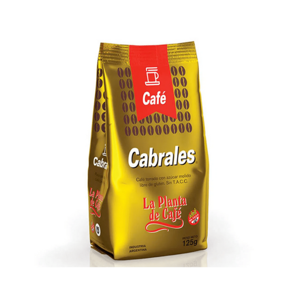 Cabrales La Planta de Café Torrado con Azúcar Roasted Ground Coffee with Sugar - sin T.A.C.C. - Gluten Free, 125 g / 4.4 oz bag