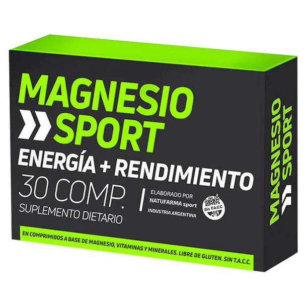Natufarma Magnesio Sport Energía y Rendimiento Dietary Supplement with Magnesium, Vitamins & Minerals Helps To Control Muscle Fatigue - Gluten Free (box of 30 pills)