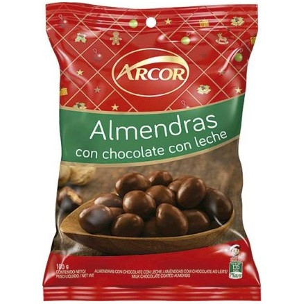 Arcor Almendras con Chocolate Milk Chocolate Coated Almonds, 100 g / 3.5 oz