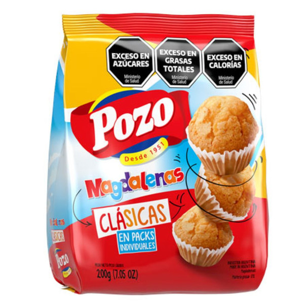 Pozo Magdalenas Clásicas Vanilla  Soft & Fluffy Spanish Muffins, 200 g / 7.05oz