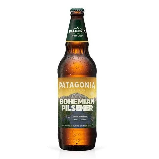 Patagonia Bohemian Pilsener Semi-Bitter Blonde Beer with Malty Aroma - ABV 5.2%,  730 ml / 24.68 fl oz glass bottle