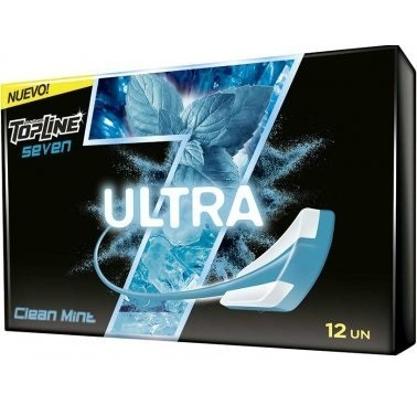 Topline Seven Ultra Extra Duration Reduced Calories Chewing Gum Clean Mint Flavor (pack of 3 with 12 units ea)
