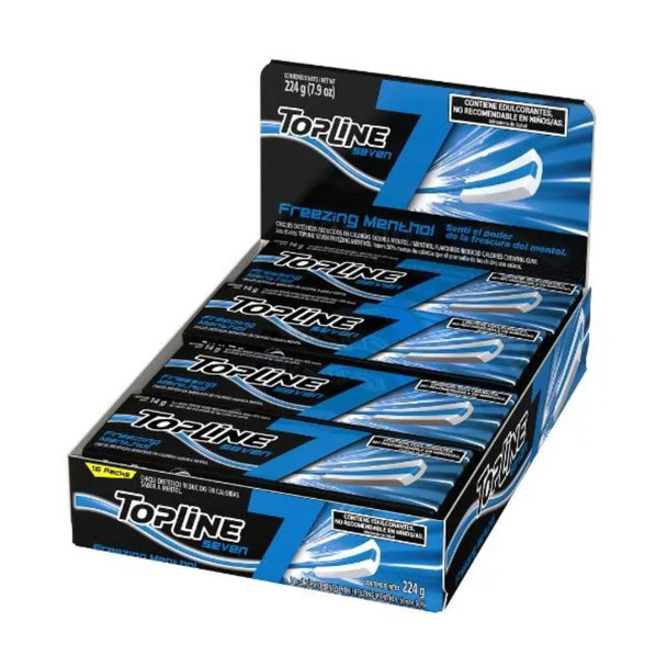 Topline Seven Reduced Calories Chewing Gum Freezing Menthol Flavor (box of 16)