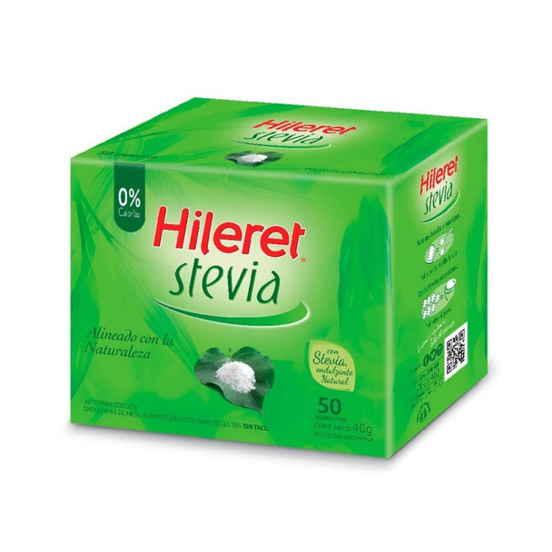 Hileret Naturally Sweet Stevia Sweetener in Bags (box of 50 bags)