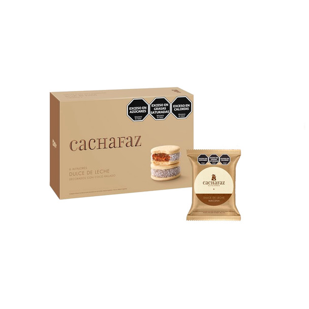 Cachafaz Alfajor Cornstarch Maicena with Grated Coconut and Dulce de Leche, 360 g / 12.69 oz (6 alfajores per case - 12 cases per box)
