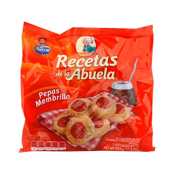 Recetas De La Abuela Pepas Membrillo Sweet Cookies with Quince Jelly Classic "Pepas" Perfect for Mate, 200 g / 7 oz (pack of 3)