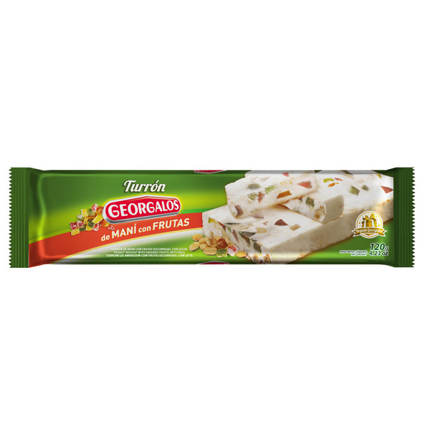 Georgalos Turrón de Maní con Frutas Classic Peanut Nougat with Fruits, 120 g / 4.23 oz