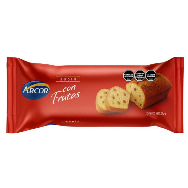 Arcor Budín con Frutas Sweet Pound Cake with Candied Fruits, 215 g / 7.6 oz