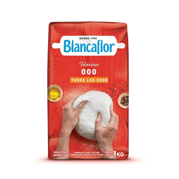 Blancaflor 000 Harina de trigo fina Premium, 1 kg / 2.2 lb