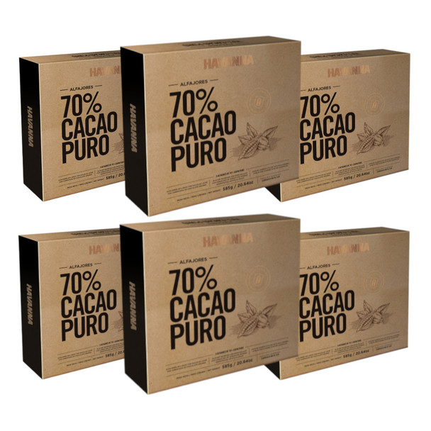 Havanna Alfajor 70% Dark Cacao Chocolate with Dulce de Leche, 9 alfajores per case (pack of 6 cases)