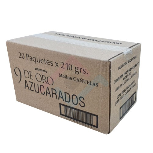 9 de Oro Biscuits with Sprinkled Sugar Bizcochos con Azucar Traditional Wholesale Bulk Box, 210 g / 7.4 oz each (20 count per box)