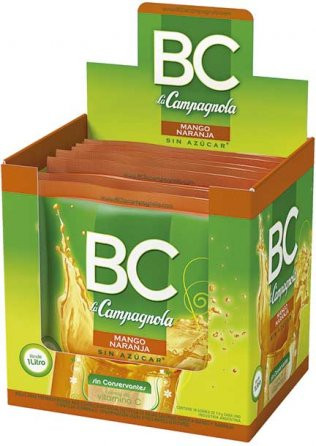 BC Jugo en Polvo Mango-Naranja Powdered Juice Orange & Passion Fruit Flavor - Sugar Free & Low Sodium, 7.9 g / 0.27 oz pouch (box of 18)