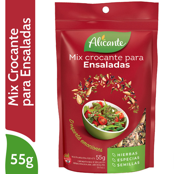 Alicante Mix Crocante Para Ensaladas Crispy Spices & Seeds Ideal for Fresh Salads, 55 g / 1.94 oz pouch (pack of 3)