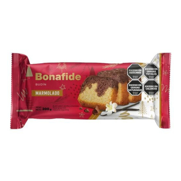 Bonafide Budín Marmolado Vanilla & Milk Chocolate Marbled Pound Cake Delicious Afternoon Snack, 200 g / 7.05 oz  ea