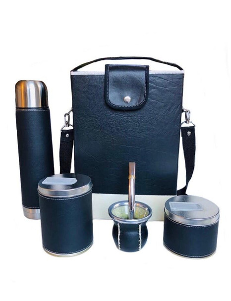 Complete Mate Set with Matching Gourd, Bombilla, Thermos, Bag, and Yerba Mate and Sugar Dispenser - Perfect for Gifts