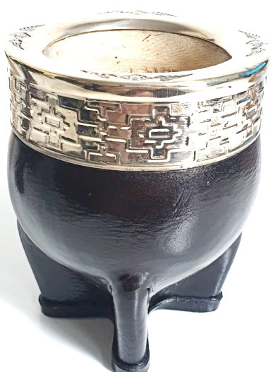 Imperial Leather Large Mate Gourd Handmade Engraving with Alpaca