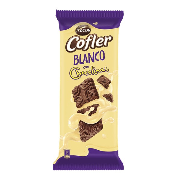 Cofler Chocolate Blanco con Chocolinas White Chocolate Bar with Chocolinas Cookies, 140 g / 4.93 oz (pack of 2 bars)