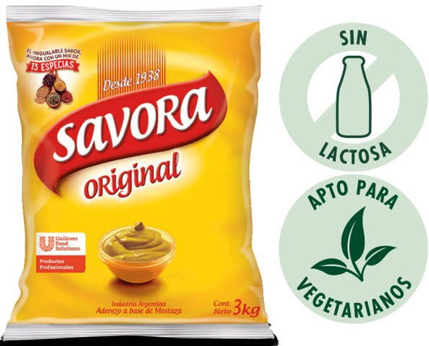 Mostaza amarilla clásica de Savora en bolsa, bolsa grande de 3 kg / 6.6 lb.