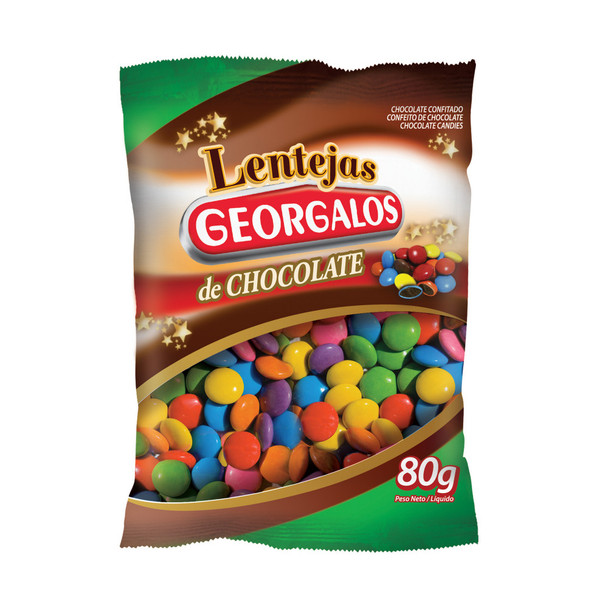 Georgalos Confites Chocolate Confitado Milk Chocolate Candied Chips Perfect Snack, 80 g / 2.82 oz 