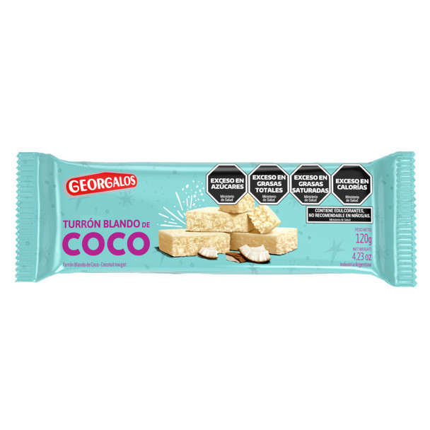 Georgalos Turrón Blando de Coco Soft Coconut Nougat, 120 g / 4.23 oz