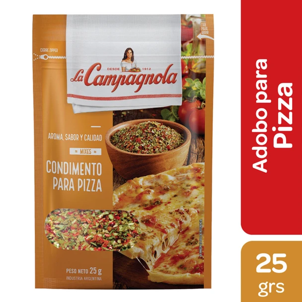 La Campagnola Condimento Para Pizza Mixed Spices for Pizza Ground Chili, Paprika & Oregano, 25 g / 0.88 oz zipper pouch (pack of 3)