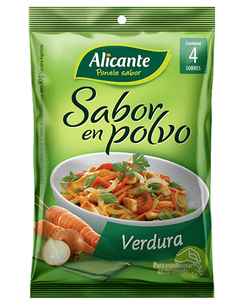 Alicante Sabor En Polvo Verdura Vegetable Flavored Powder Ready To Use Seasoning Broth 4 servings, 30 g / 1.05 oz ea (pack of 3)