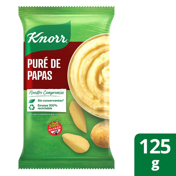 Knorr Puré de Papas Dehydrated Potatoes Powder Ready To Make Mashed Potatoes -  No Preservatives Added, 125 g / 4.4 oz