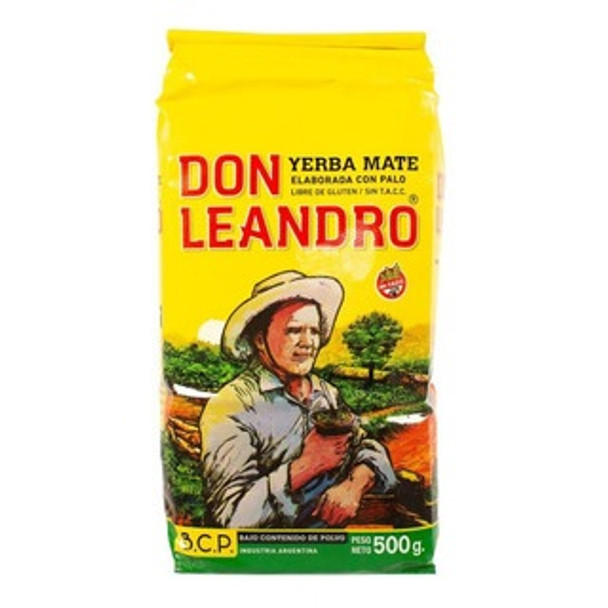 Don Leandro Yerba Mate Bajo Contenido de Polvo Yerba Mate Low Dust, 500 g / 1.1 lb