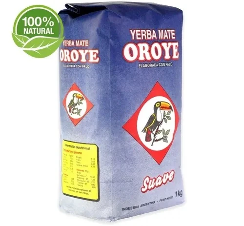 Oroye Yerba Mate Suave Elaborada con Palo Soft Yerba Mate, 1 kg / 2.2 lb