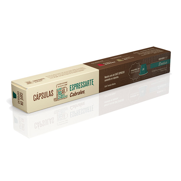 Cabrales Deciso Cápsulas Ground Roasted Coffee In Capsules Arabic Blend Coffee Pods - Compatible with Nespresso,  5.5 g / 0.19 oz ea (box of 10 count)