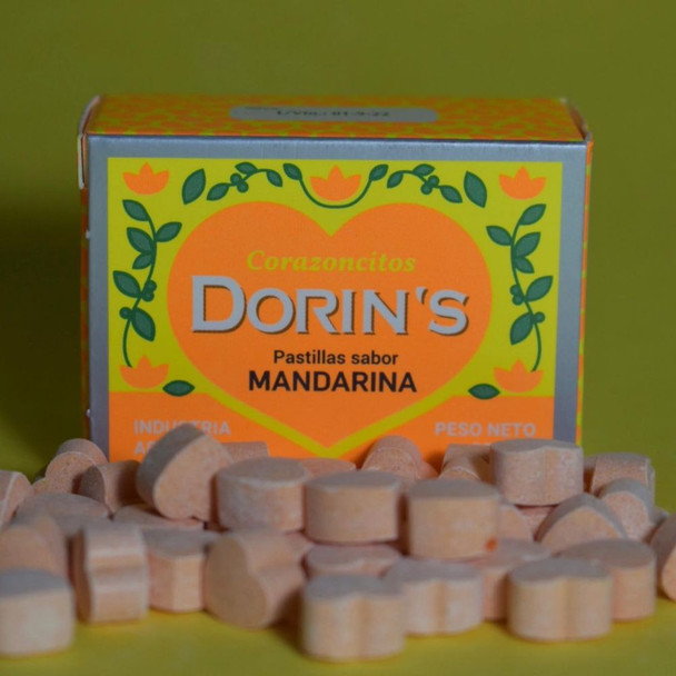 Pastillas Dorin's Mandarina Caramelo duro en forma de corazón, 25 g / 0.9 oz (pack de 3)