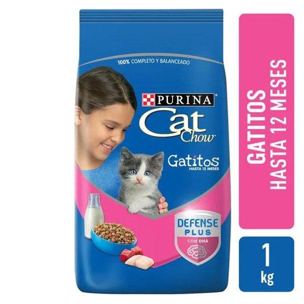 Purina Cat Chow Gatitos Defense Plus Dry Kittens Food - With DHA To Encourage Brain Development, 1 kg / 2.2 lb 